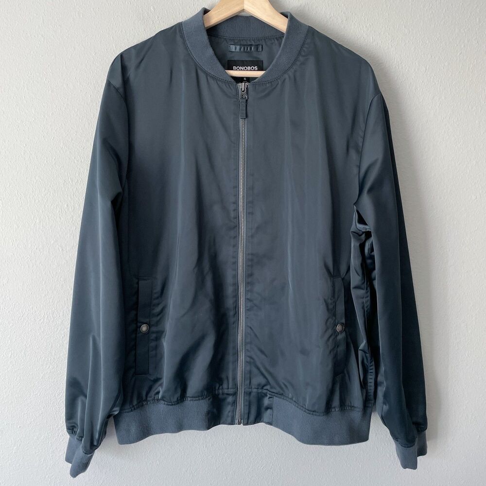 Bonobos The Boulevard Bomber Jacket Slim Fit Size XL Gray Full Zip Front